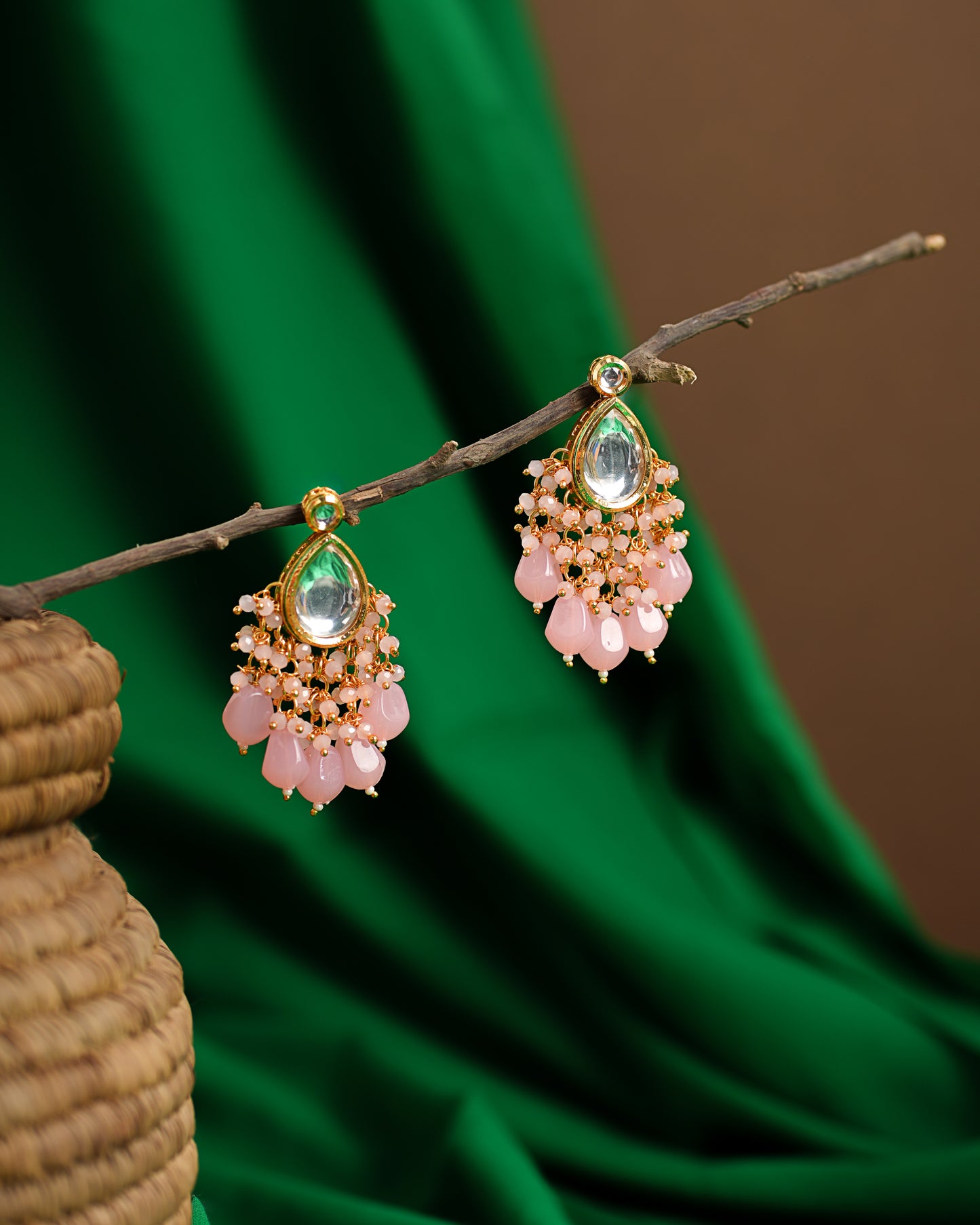 Blush Pink Crystal Drop Earrings