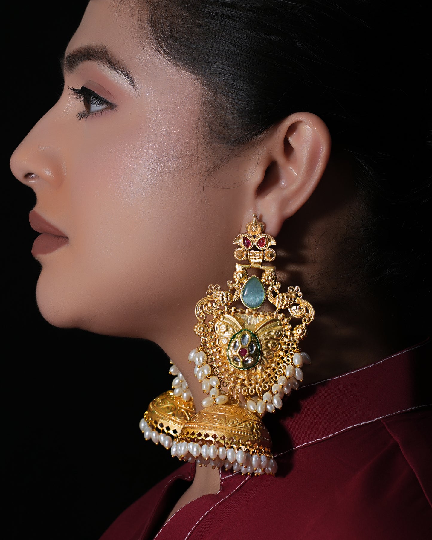 Temple Heritage Double Jhumka Earrings