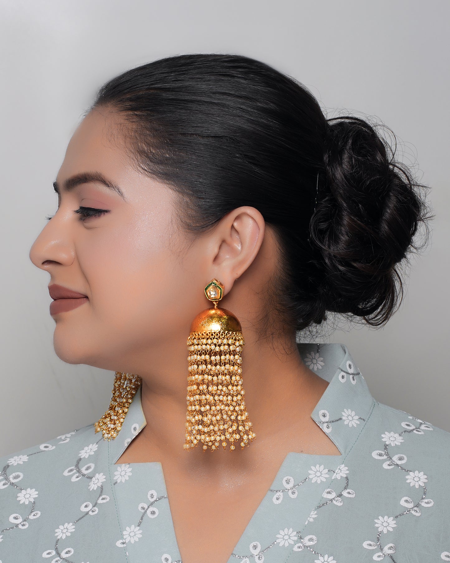 Grand Gold Dome Tassel Earrings