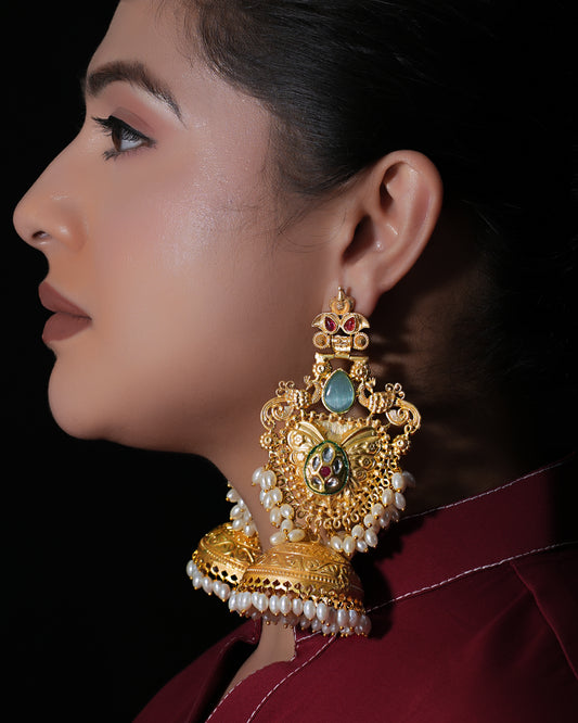 Temple Heritage Double Jhumka Earrings