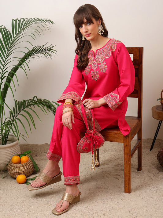 Party Wear Handwork Pink Cord-Set for Women | Trending Cord- Set