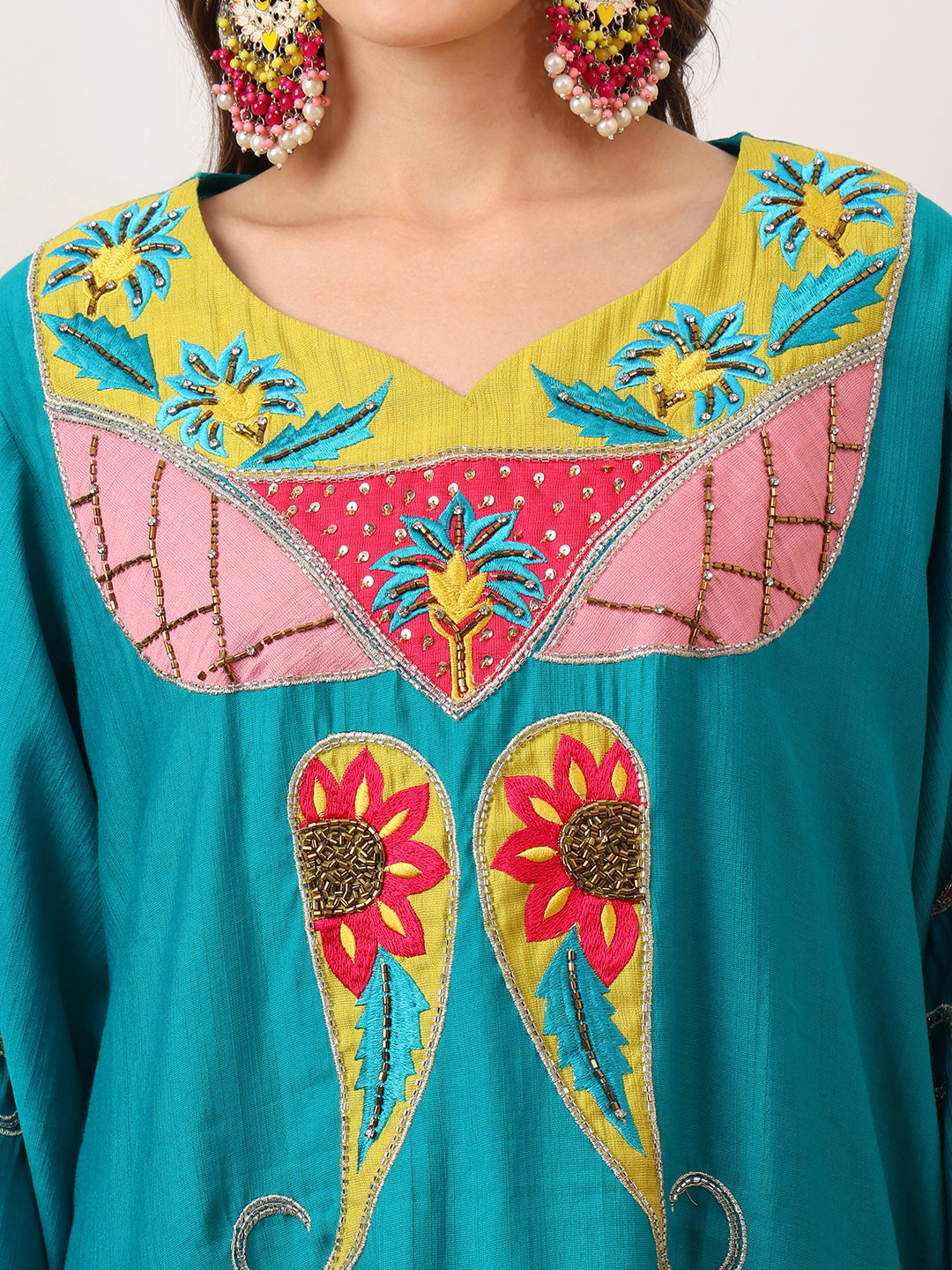 Party Wear Handwork Neon Blue Cord-Set for Women | Trending Cord- Set